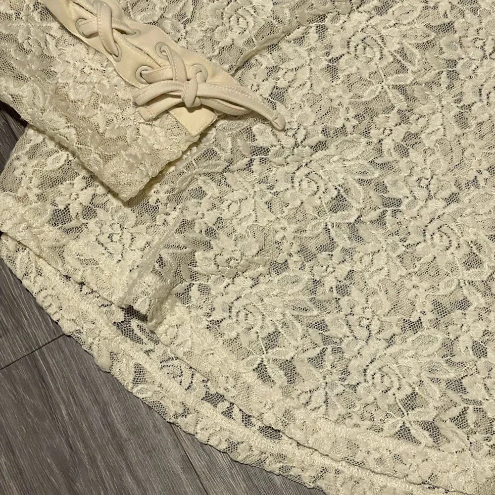 Anthropologie | Lace Sheer Long Sleeve with Tie Cuffs